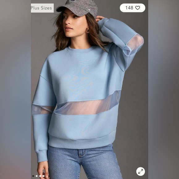 🎯CLEARANCE LAST CHANCE Anthropologie Mesh Paneled Sweatshirt NWT! - Picture 3 of 4